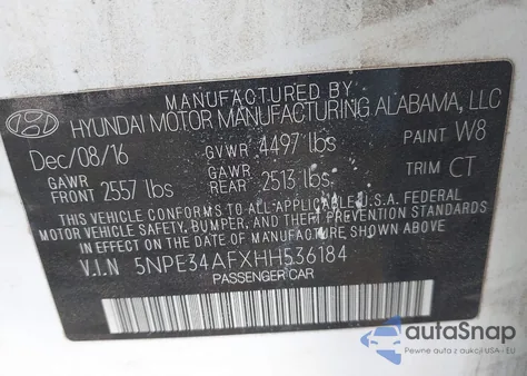 2017 Hyundai Sonata Sport from USA, damaged, VIN 5NPE34AFXHH536184